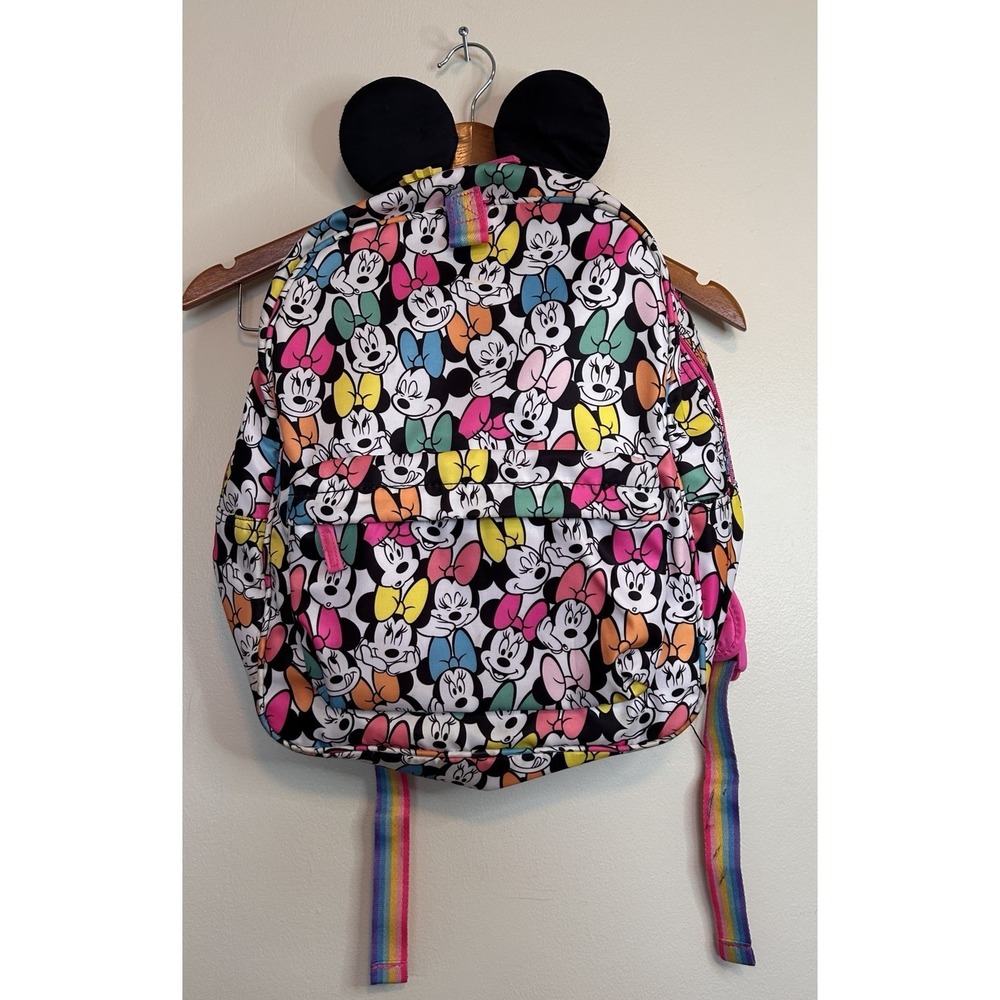 Authentic Disney Store Minnie Mouse Girls Pink Backpack 3D Ears Utility Pockets